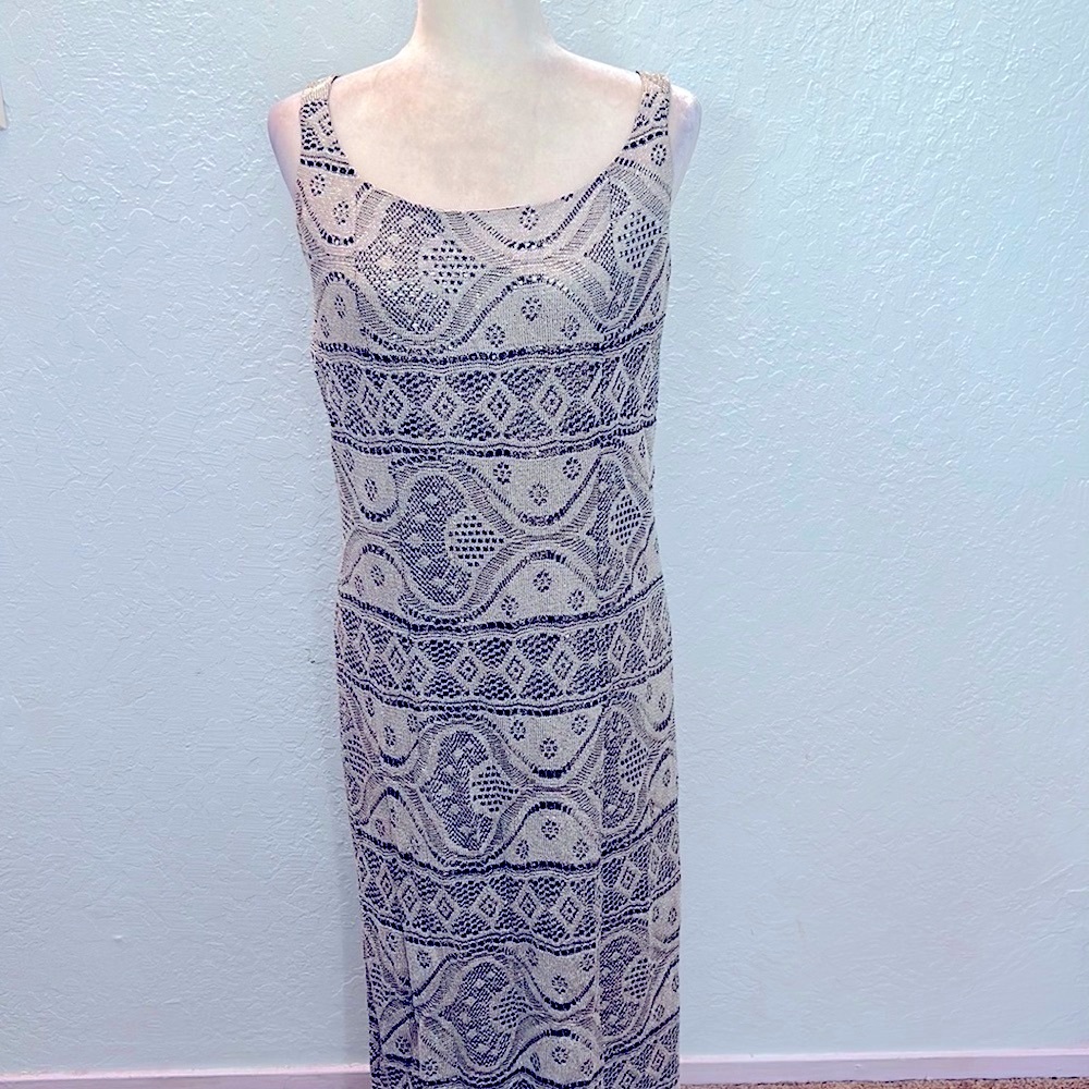 Vintage Molly Malloy Silver  Lace Maxi  Maxi Dress